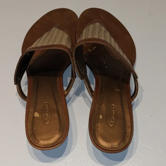 Brown and Gold Sequined Sandals - Picture 7 of 8